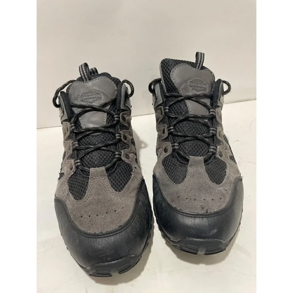 HARLEY DAVIDSON MENS ARRISON GRAY LOW TOP LACE UP LEATHER SHOES SIZE 11.5